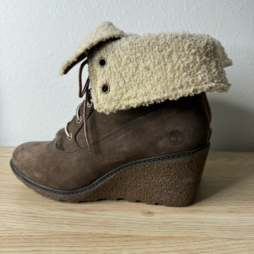 Timberland Brown Earthkeepers Amston Roll-Top Wedge Boots Womens Size‎ 8 / 39